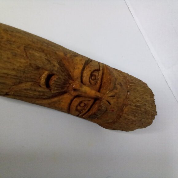 Vintage Rustic Hand Carved Wooden Old Man Face Hanging Figure 10.5" - Picture 3 of 15